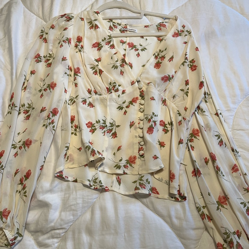 Reformation Floral Blouse size 8